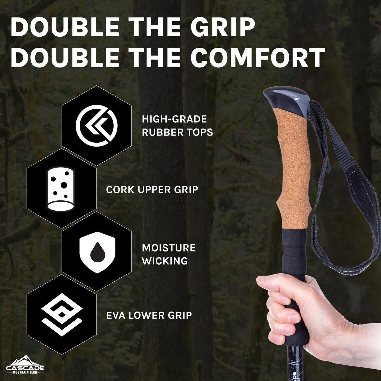 Cascade Mountain Tech Lightweight Aircraft-Grade Aluminum Trekking Poles