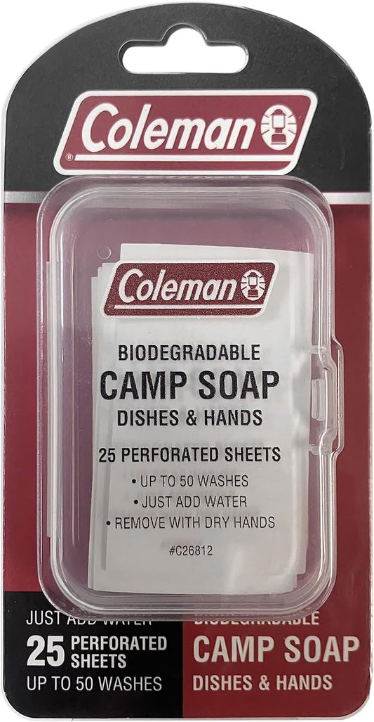 Coleman Camp Soap Sheets - 25 Pack TSA Approved