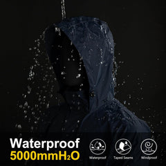 Men's 33,000Ft packable waterproof rain jacket with hood, lightweight windbreaker ideal for hiking, golf, and cycling.