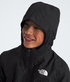 North Face Teen Antora Triclimate hiking jacket with waterproof shell, fleece inner layer, and adjustable hood with rain guard tunnel.
