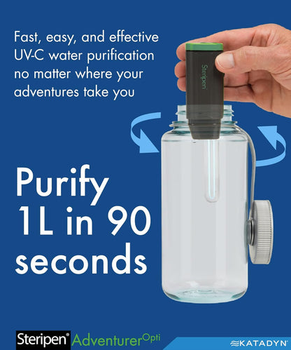 SteriPen Adventurer Opti UV Personal Water Purifier for Camping, Backpacking, Emergency Preparedness and Travel Black/Green Small
