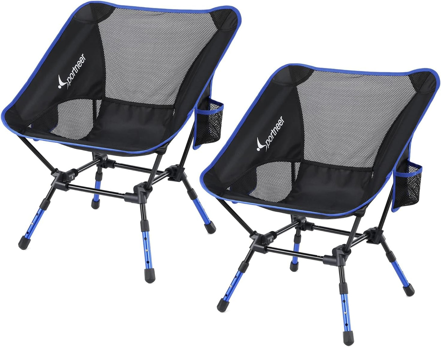 Height Adjustable Camping Chair - Ultralight Portable Folding Chair for Outdoor Activities - Heavy Duty and Durable - Dark Blue