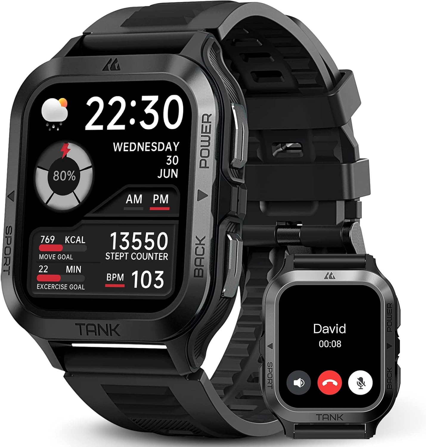 AMAZTIM rugged outdoor smartwatch with 60-day battery and 1000-nit display for hunting