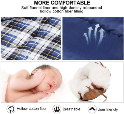 Cotton Flannel Sleeping Bag for Camping Backpacking,4 Season Adults Cold Weather Envelope Sleeping Bags with 2/3/4Lbs Filling