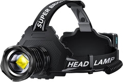 AKNEAR headlamp USB-C charging port and 12-mode switch detail