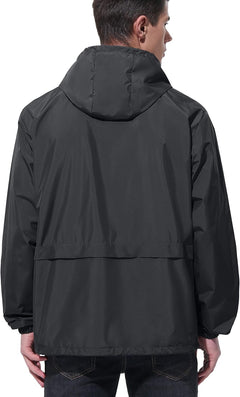 UIQUR Mens Rain Jacket Raincoat Windbreaker Running Waterproof Lightweight Packable with Hood Travel Hiking Cycling