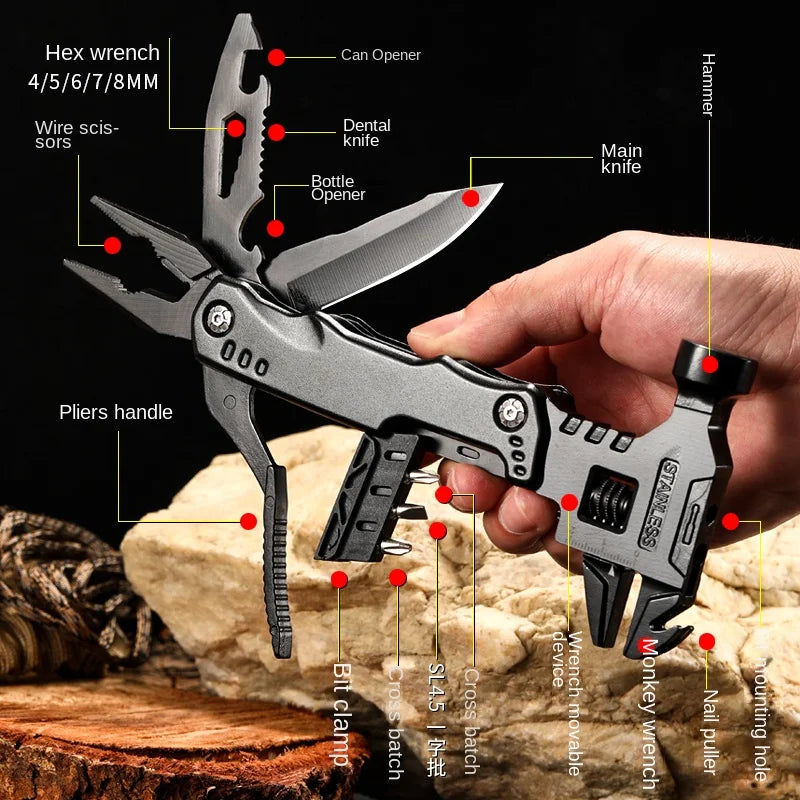 Outdoor Survival Multitool with Stainless Steel Pliers, Claw Hammer, and Nylon Sheath - Peak Performance Outfitters