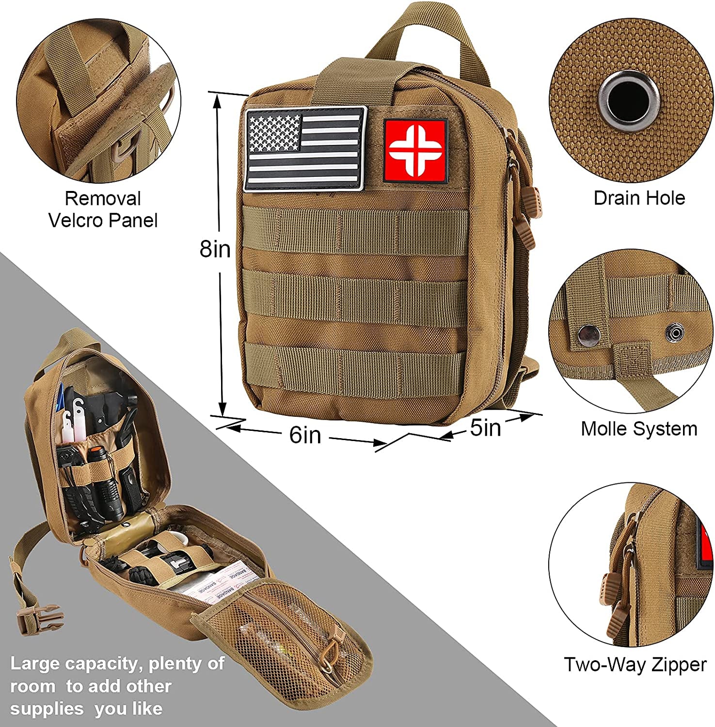 Professional 142-Piece Survival and First Aid Kit with Molle Pouch for Camping and Outdoor Adventure - Peak Performance Outfitters