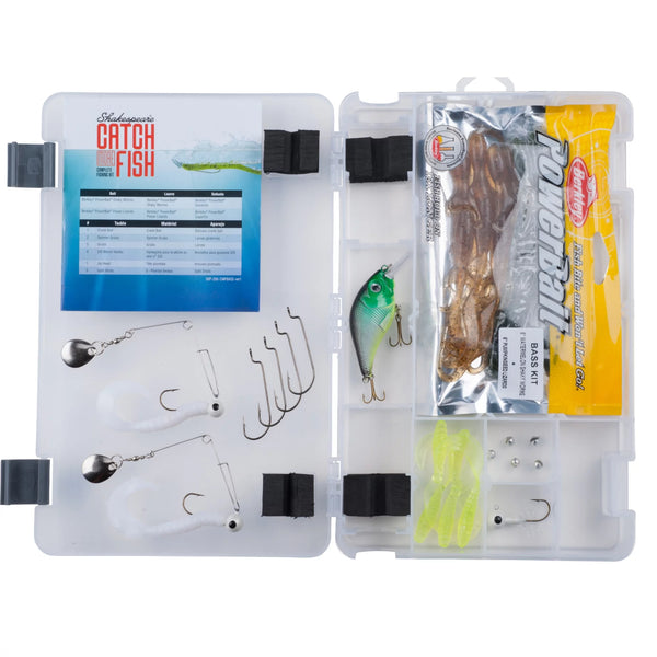 Bass fishing tackle box kit with lures and rigging supplies