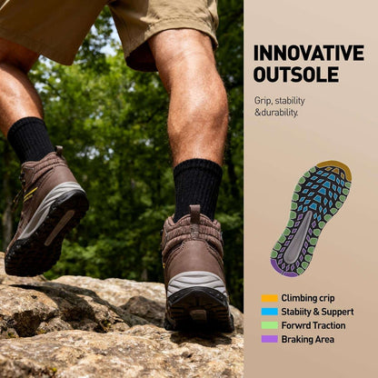 Men'S Waterproof Hiking Boots - Trekking Shoes for Men, Outdoor Camping Mountaineering Backpacking Boots, All Terrain Hiking Trail Shoes