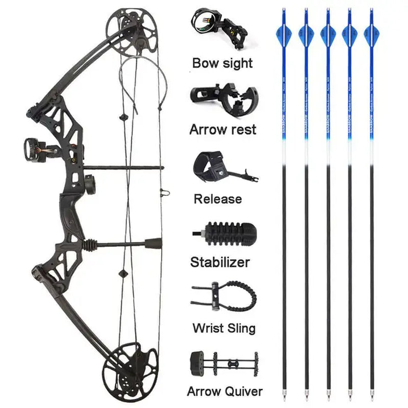 Archery Compound Bow Set with 30-70 lbs Draw Weight, IBO 320 FPS Speed, for Fishing, Shooting, Hunting, and Sports, 16-31 Inch Draw Length - Peak Performance Outfitters