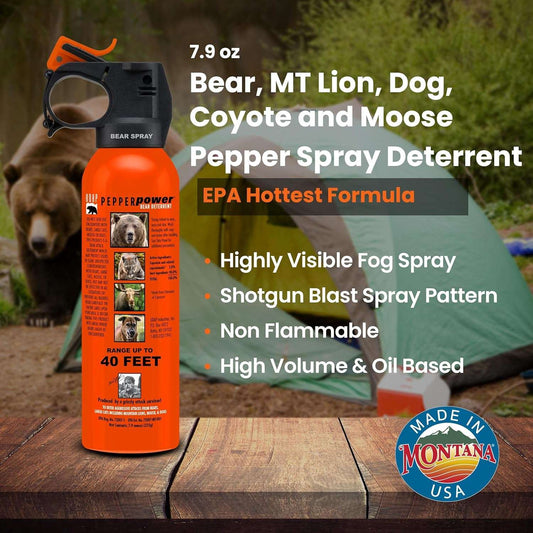 UDAP Pepper Power Magnum bear spray 7.9 oz with holster