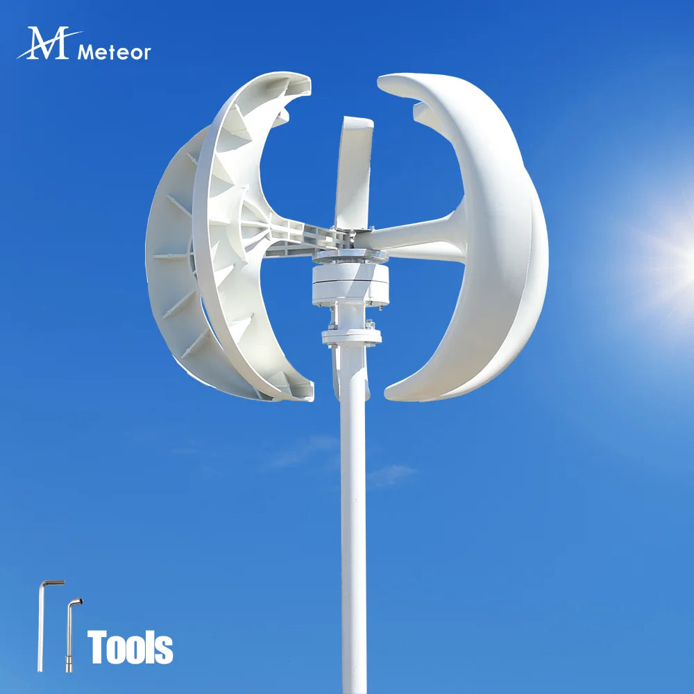 5000W Vertical Axis Wind Turbine Generator Low Noise Low Start Wind Speed 12V 24V 48V Windmill off Grid System with MPPT Charger