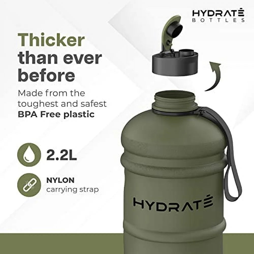 XL Matte Camo Half Gallon Water Bottle with Flip Cap, BPA Free - Ideal for Gym, Extra Strong Material (74 Oz) - Peak Performance Outfitters