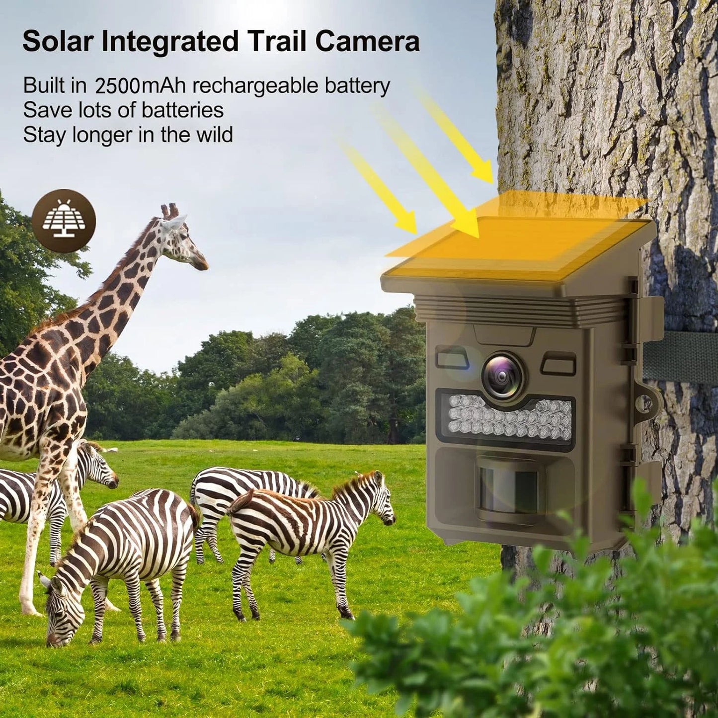 48MP 4K Solar Trail Camera with Night Vision, Motion Activation, and Waterproof Design for Hunting Game - Peak Performance Outfitters