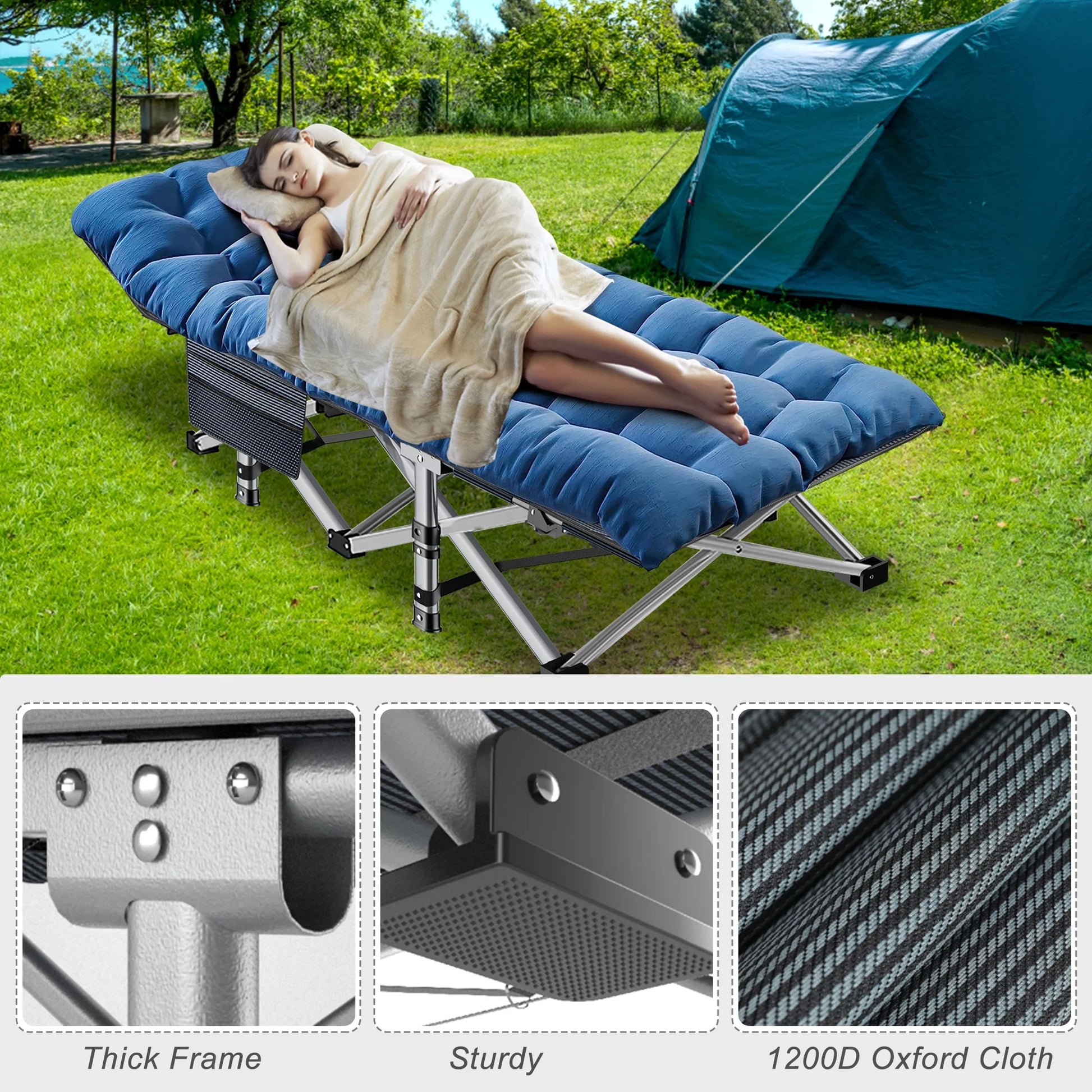 Portable Folding Camping Cot with 3.3 Inch Mattress and Carry Bag - Peak Performance Outfitters