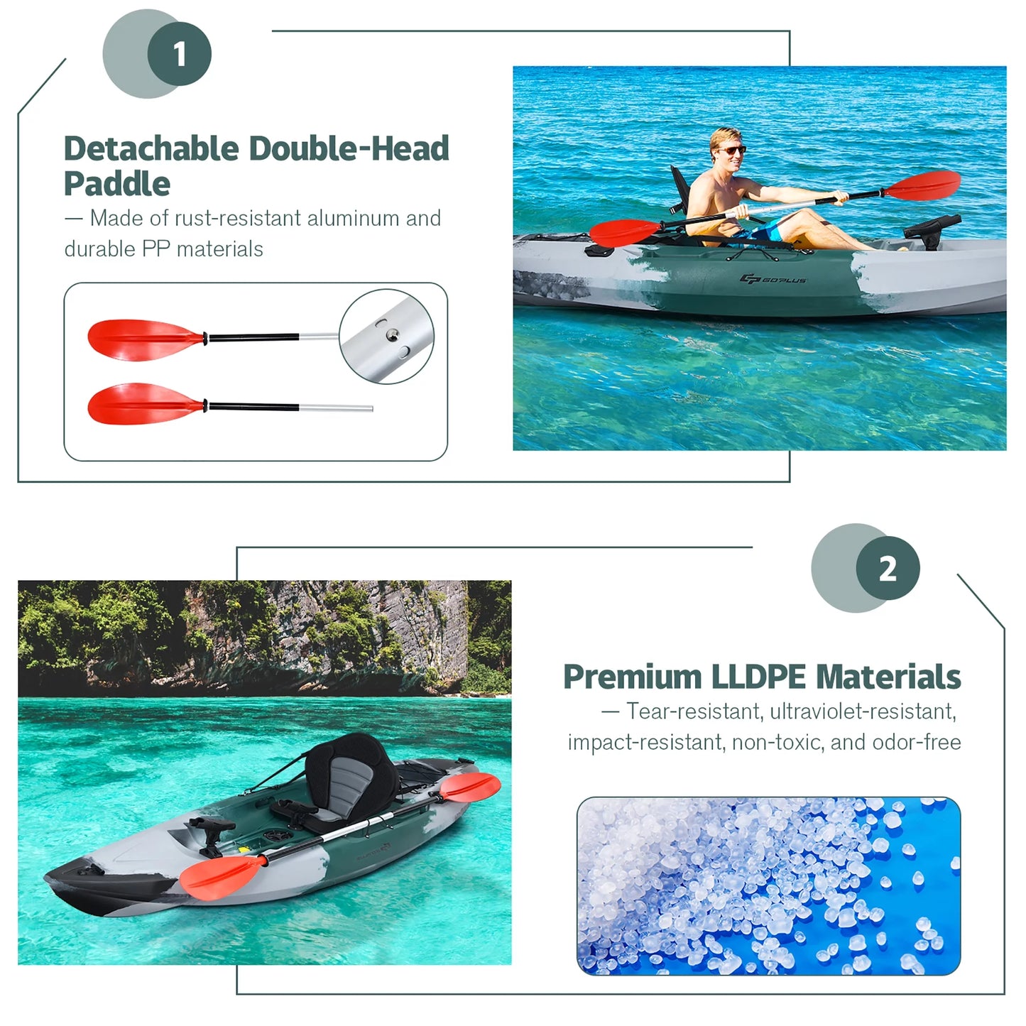 Sit-On-Top Fishing Kayak with Rod Holders and Paddle - Peak Performance Outfitters