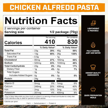 Peak Refuel Chicken Alfredo Pasta Freeze-Dried Backpacking Meal