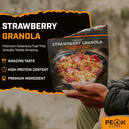 Peak Refuel Strawberry Granola 2-Pack  - Freeze Dried Backpacking, Camping & Emergency Prep Food  - 2 Servings Pouches