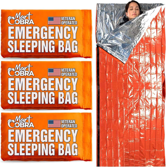 Emergency mylar sleeping bag 3-pack waterproof reflective bivvies