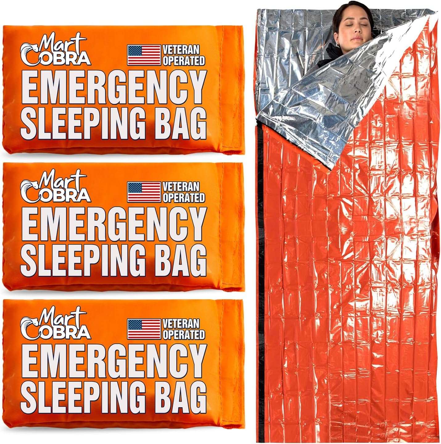 Emergency mylar sleeping bag 3-pack waterproof reflective bivvies