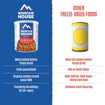 Mountain House Chili Mac with Beef & Freeze-Dried Food for Camping, 10 Servings, 30-Year Shelf-Life