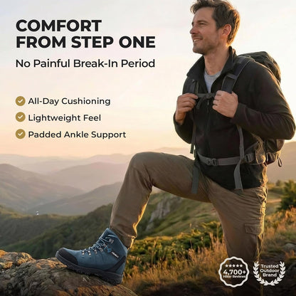 Foxelli Men’s Hiking Boots – Waterproof Breathable & Lightweight Suede Leather Hiking Boots for Men