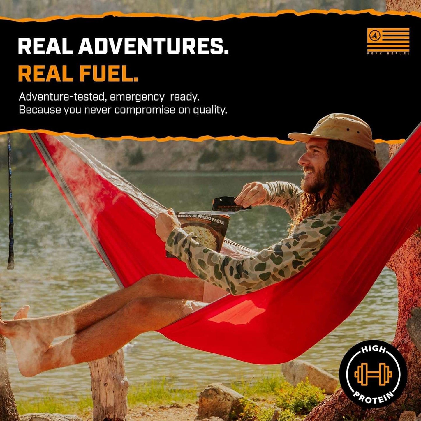 Peak Refuel Chicken Alfredo Pasta  - Premium Freeze Dried Camping Food  - Backpacking & Hiking MRE Meals  - Just Add Water  - 100% Real Meat  - 48g of Protein  - 2 Serving Pouch (2 Serving)
