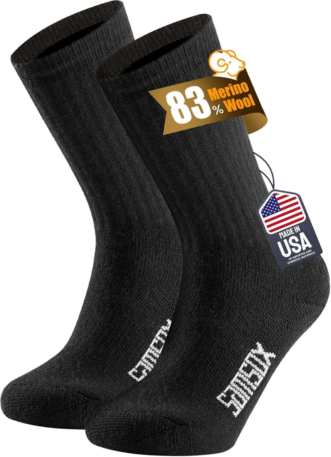 SAMSOX Merino Wool Boot Socks, Made in USA, Heavyweight with Full Cushion