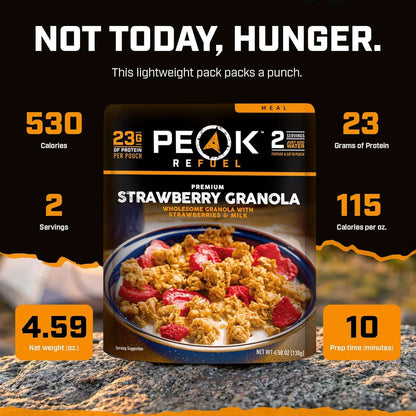 Peak Refuel Strawberry Granola 2-Pack  - Freeze Dried Backpacking, Camping & Emergency Prep Food  - 2 Servings Pouches