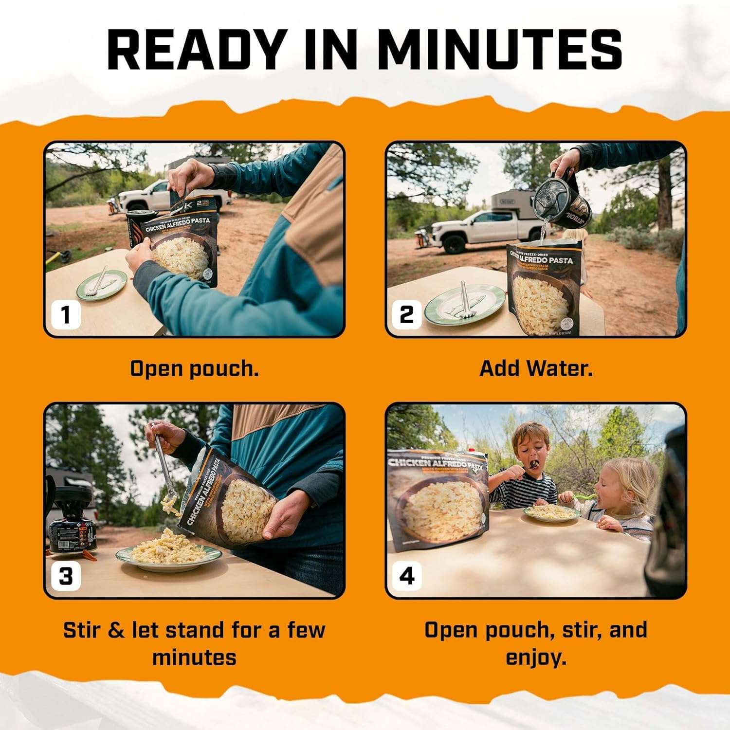 Peak Refuel Chicken Alfredo Pasta  - Premium Freeze Dried Camping Food  - Backpacking & Hiking MRE Meals  - Just Add Water  - 100% Real Meat  - 48g of Protein  - 2 Serving Pouch (2 Serving)