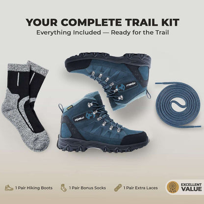 Foxelli Men’s Hiking Boots – Waterproof Breathable & Lightweight Suede Leather Hiking Boots for Men