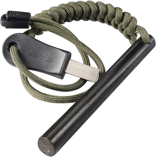Bayite 4 inch ferrocerium fire starter drilled flint with lanyard hole