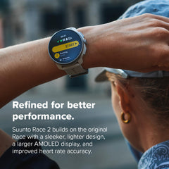 SUUNTO Race 2 GPS Sports Watch, 1.5" AMOLED Touchscreen W/Crown, 16 Days Battery Life, Training Metrics and Recovery Insights, Dual-Gnss, 32GB Global Offline Maps, Lightweight, All Black