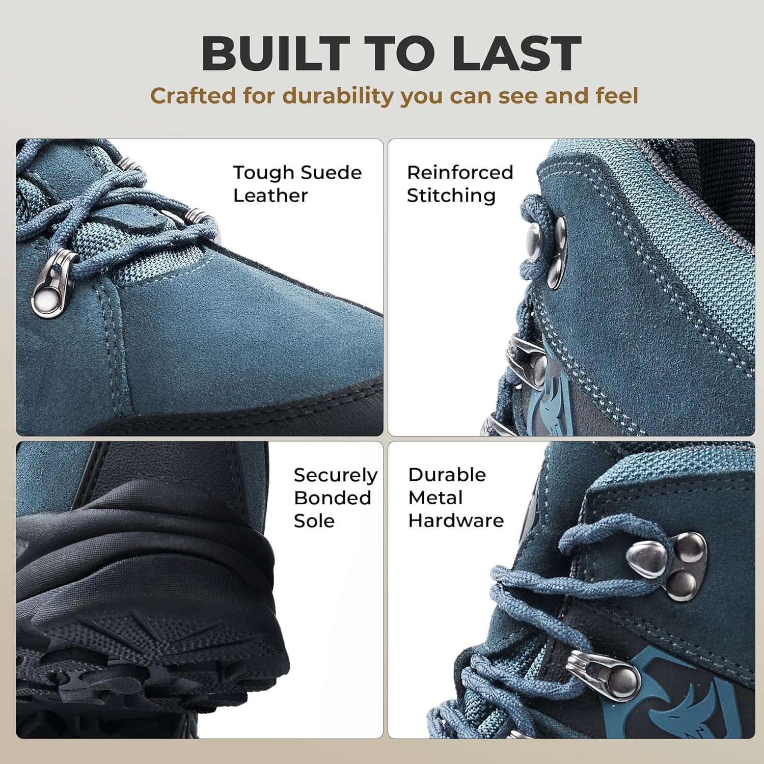 Foxelli Men’s Hiking Boots – Waterproof Breathable & Lightweight Suede Leather Hiking Boots for Men