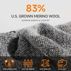 SAMSOX Merino Wool Boot Socks, Made in USA, Heavyweight with Full Cushion