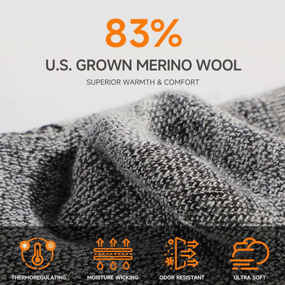 SAMSOX Merino Wool Boot Socks, Made in USA, Heavyweight with Full Cushion