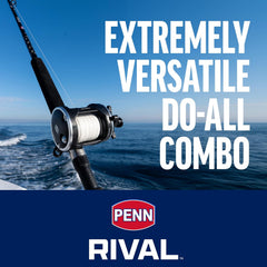 Penn Rival II combo showing level wind mechanism and matched boat rod construction