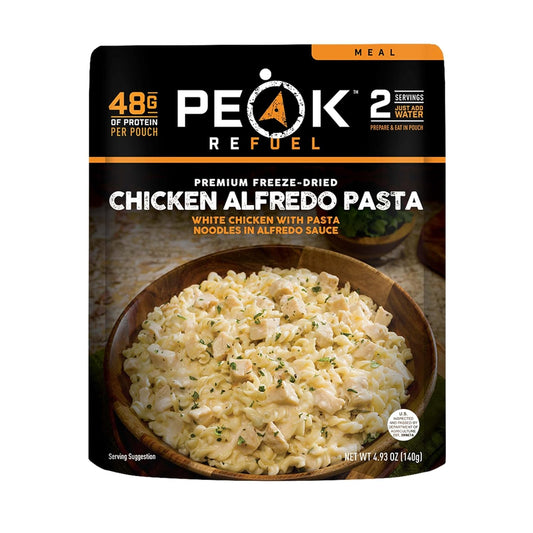 Peak Refuel Chicken Alfredo Pasta  - Premium Freeze Dried Camping Food  - Backpacking & Hiking MRE Meals  - Just Add Water  - 100% Real Meat  - 48g of Protein  - 2 Serving Pouch (2 Serving)