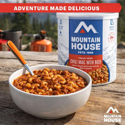 Mountain House Chili Mac with Beef & Freeze-Dried Food for Camping, 10 Servings, 30-Year Shelf-Life