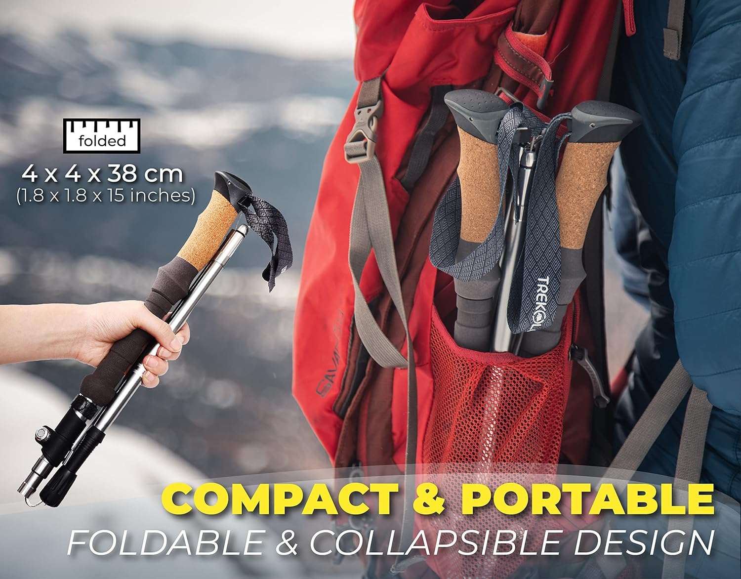 TREKOLOGY Trek-Z Cork Grip Trekking Poles