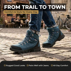 Foxelli Men’s Hiking Boots – Waterproof Breathable & Lightweight Suede Leather Hiking Boots for Men