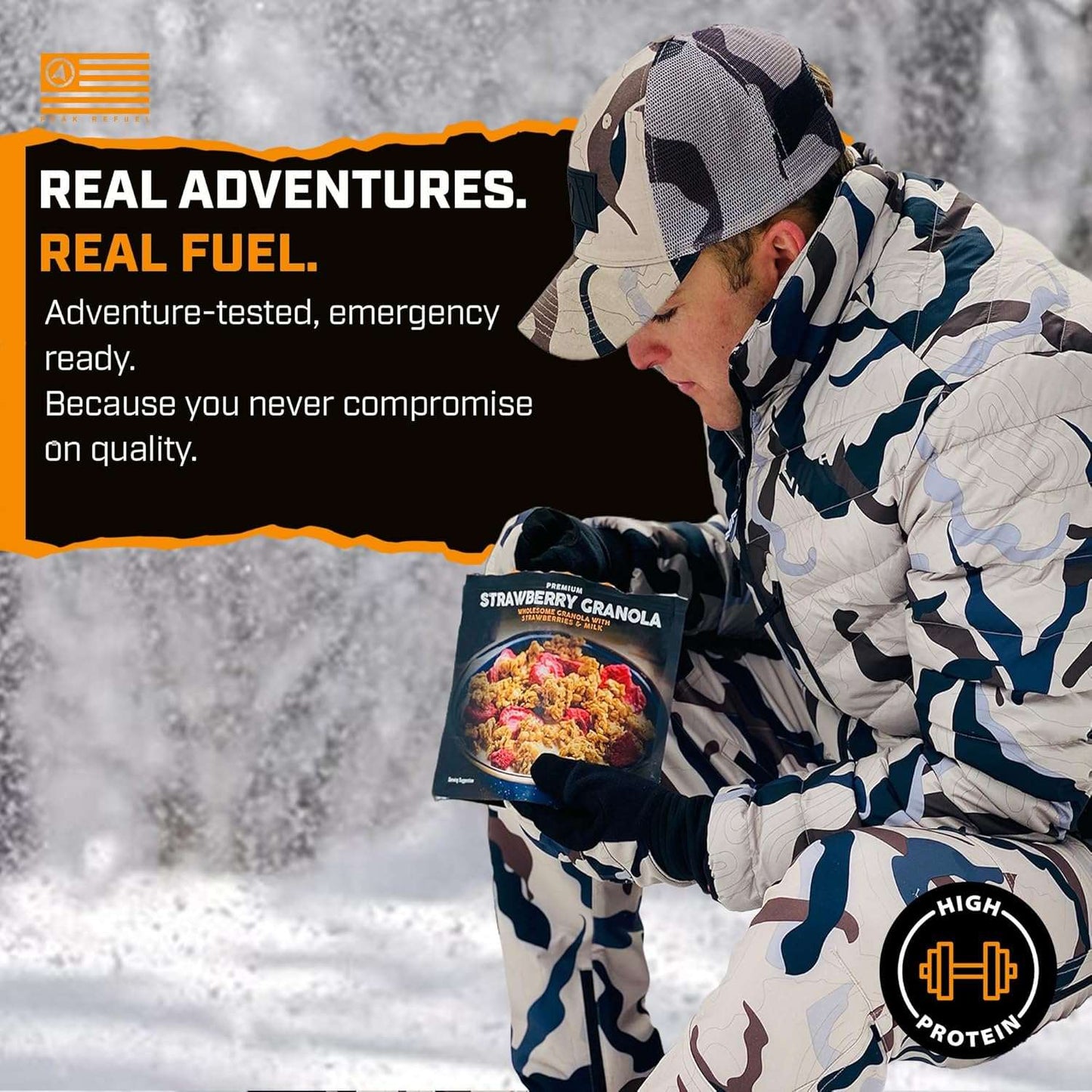 Peak Refuel Strawberry Granola 2-Pack  - Freeze Dried Backpacking, Camping & Emergency Prep Food  - 2 Servings Pouches