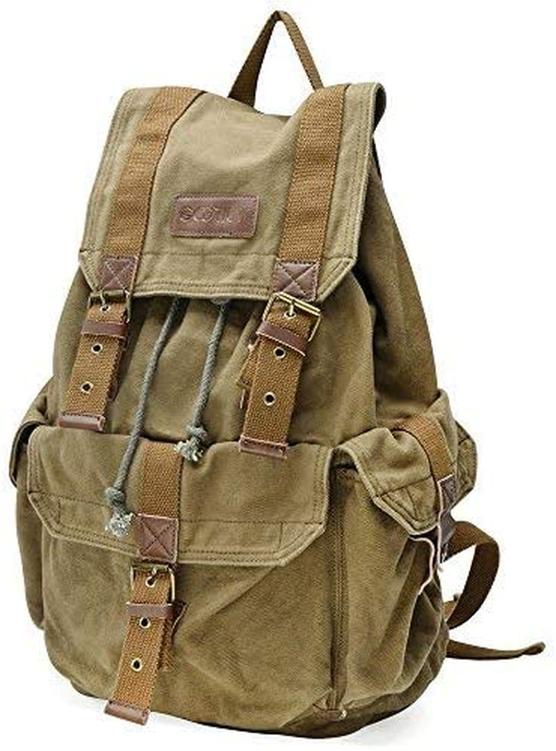 High Density Thick Canvas Backpack Rucksack in Army Green - Large - Peak Performance Outfitters