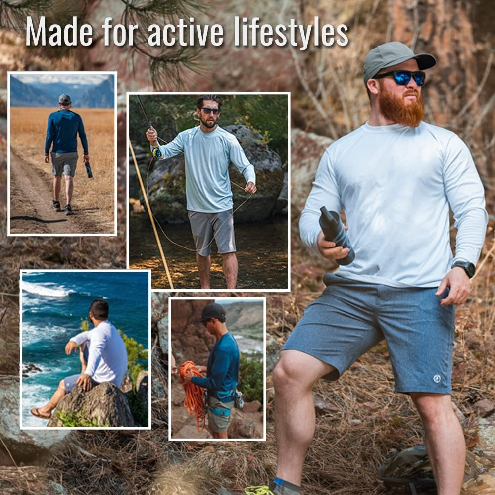 Men's Outdoor UPF 50+ Long Sleeve T-Shirt with UV Sun Protection for Fishing, Running, Hiking, and Swimming - Peak Performance Outfitters