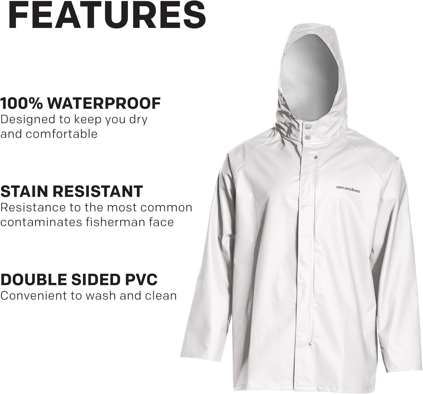 Grundens Men's Shoreman Jacket - Waterproof and Stain-Resistant Seafood Processing Outerwear - Peak Performance Outfitters