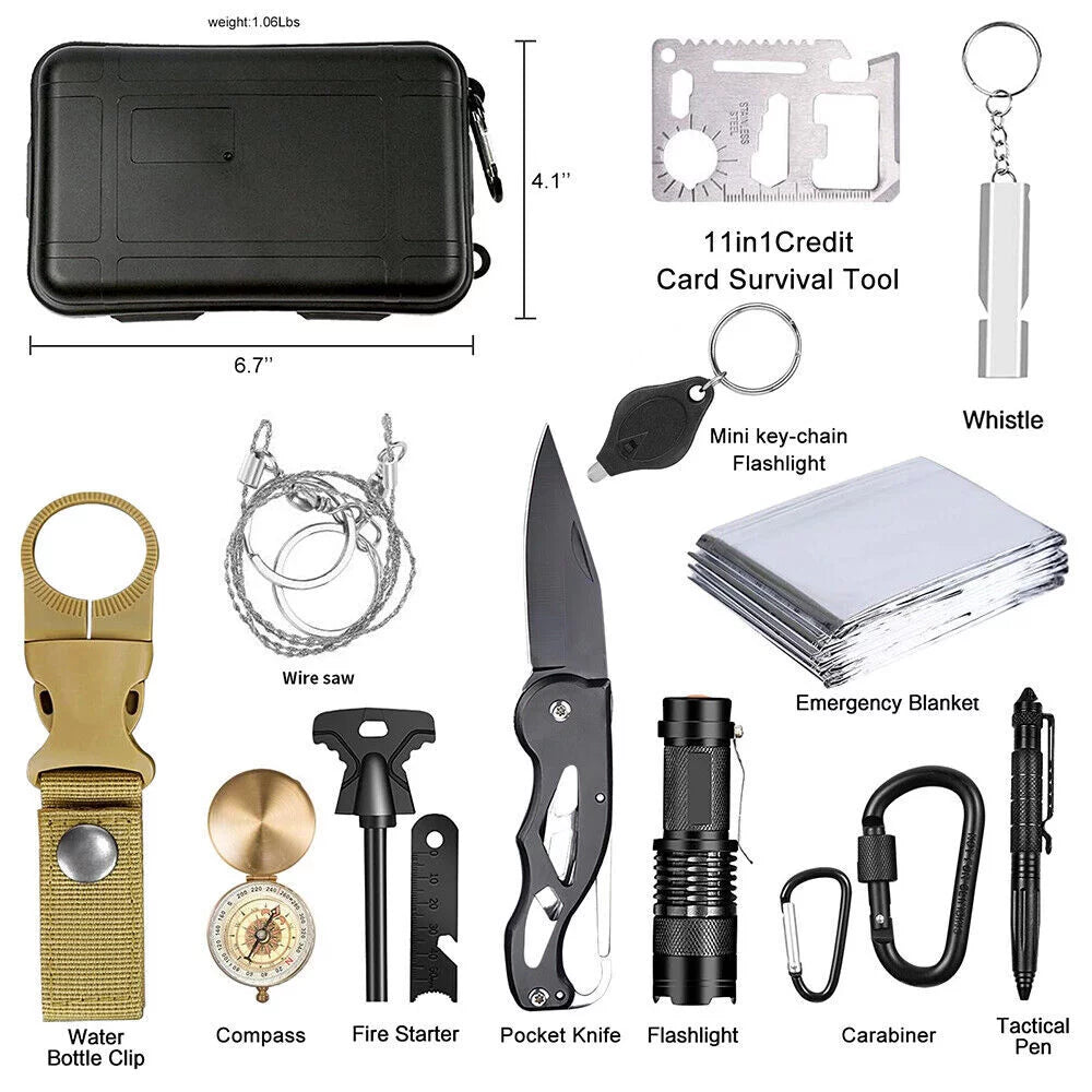 Outdoor Survival Gear Kit- 14-in-1 Emergency Gear for Hiking, Camping- Ideal Gifts for Men and Women - Peak Performance Outfitters