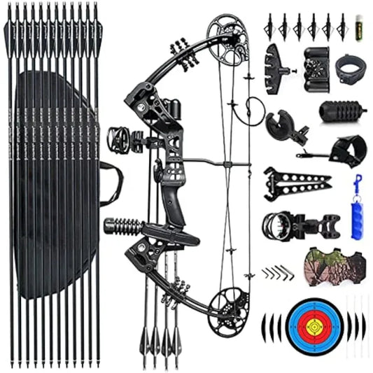 PANDARUS Compound Bow Set - Adjustable Draw Length, 15-45 lbs for Beginners and Teens, Right-Handed, 320 FPS Speed - Peak Performance Outfitters