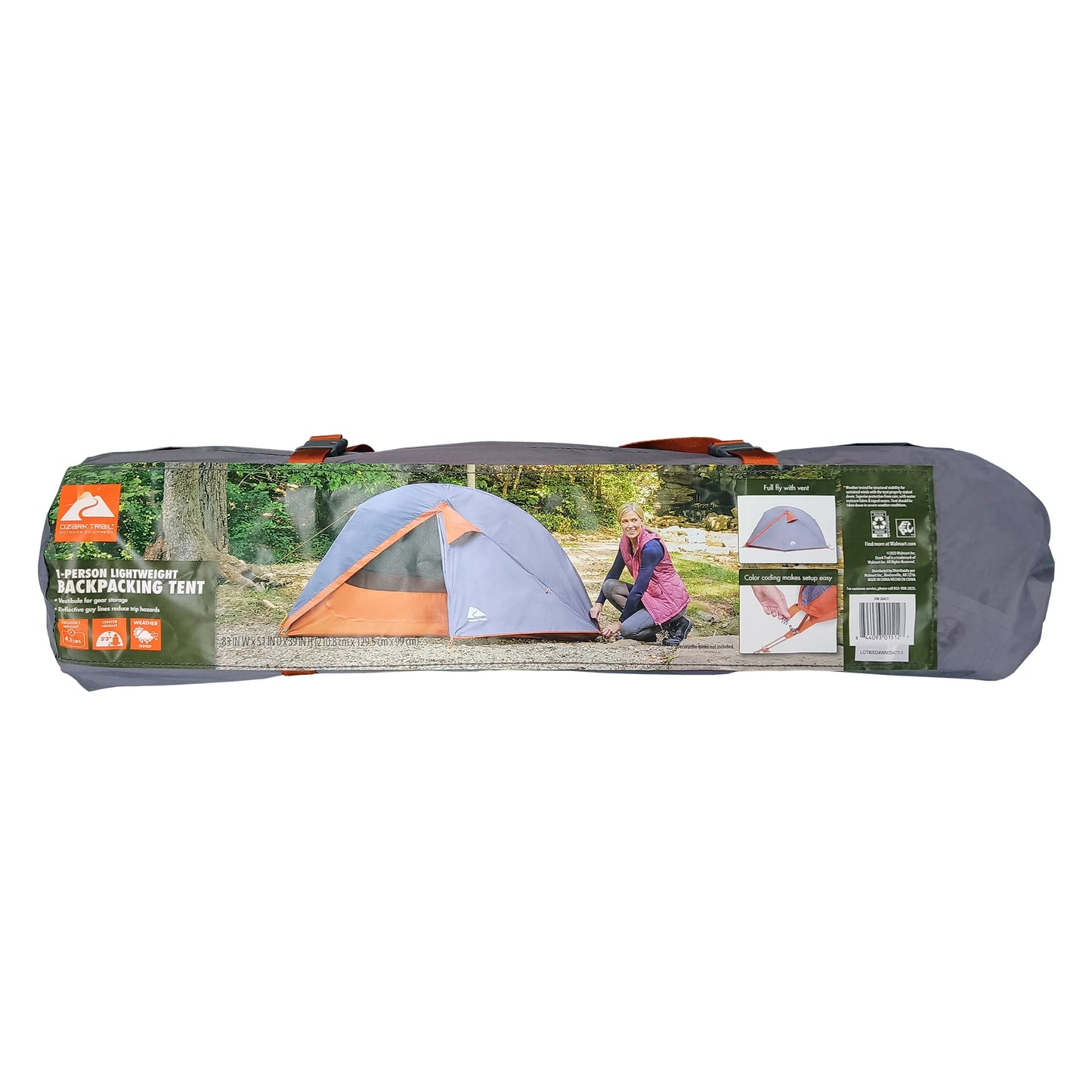 Single-Person Lightweight Backpacking Tent, 82 x 51 Inches, 3.65 lb Carry Weight, Orange - Peak Performance Outfitters