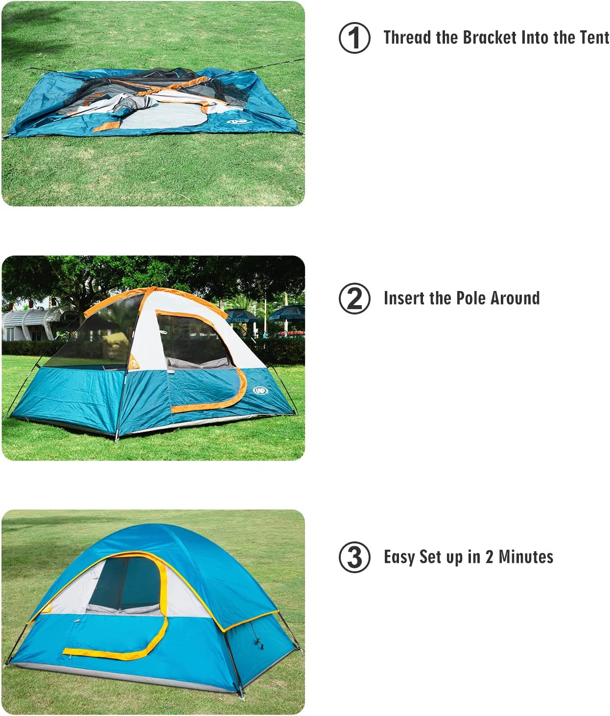 2-Person Waterproof and Windproof Camping Tent with Rainfly - Easy Setup Portable Dome Tent for Camping - Peak Performance Outfitters